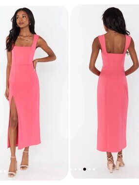 Show Me Your Mum Eden Midi Dress Flamingo Pink Cocktail